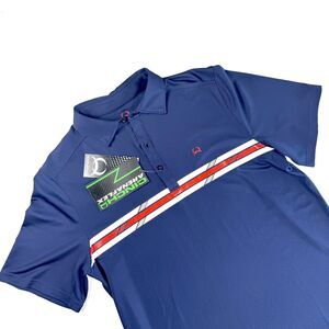 NWT Cinch Arenaflex Western Striped Navy Blue Golf Polo Mens S